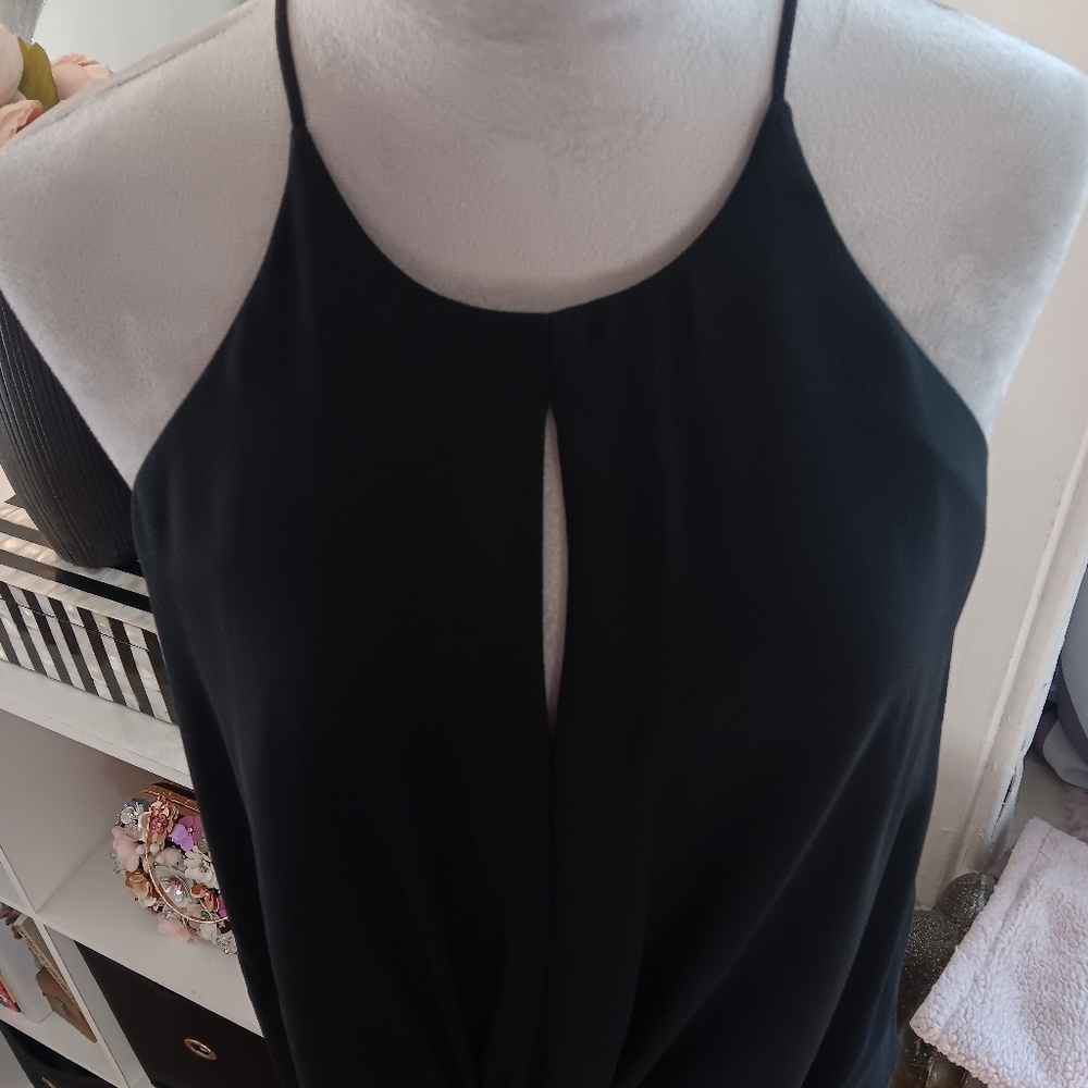 Express Keyhole Black Tie Front Cami